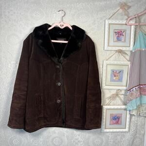 vintage fur leather guess jacket